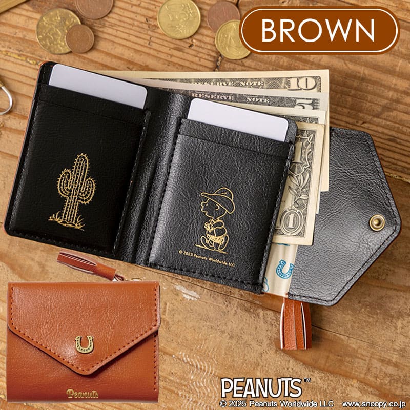 ブリキのおもちゃ　peanuts財布 SNOOPY YEAR OF THE HORSE MINI WALLET BOOK BLACK／BROWN