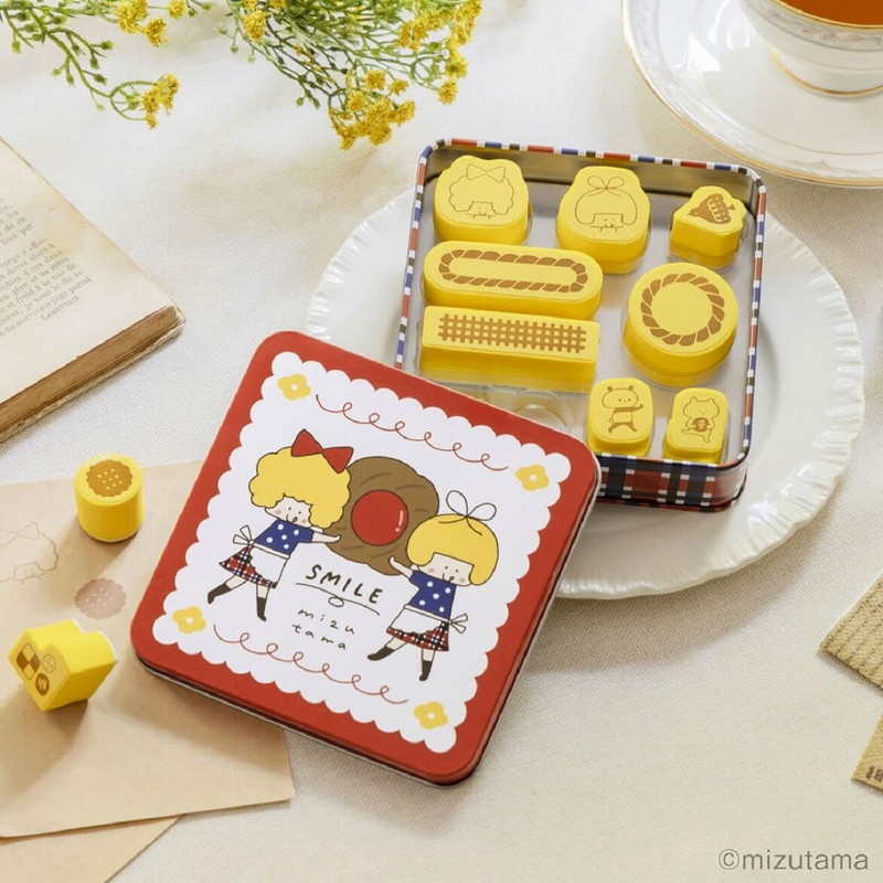 mizutama クッキーみたいなはんこと缶のセットBOOK